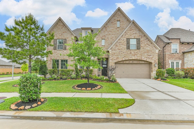 12107 Allington Cove Ln, Humble, TX 77346 - view of front of property with brick siding, concrete driveway, a front lawn, and a garage