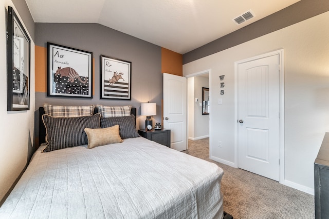 1200 Haverford Ln, Dayton, TX 77535 - carpeted bedroom featuring lofted ceiling, baseboards, and visible vents