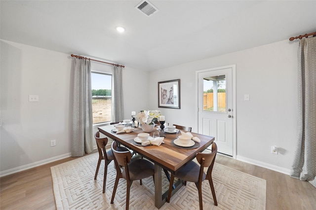 804 Timmons Ln, Dayton, TX 77535 - dining area with baseboards, light wood-style floors, visible vents, and recessed lighting