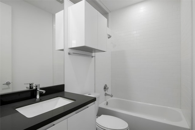 full bathroom with vanity, toilet, and shower / washtub combination