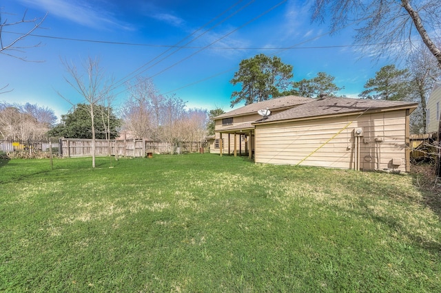 view of yard featuring a fenced backyard