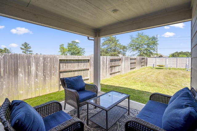 view of patio featuring a fenced backyard