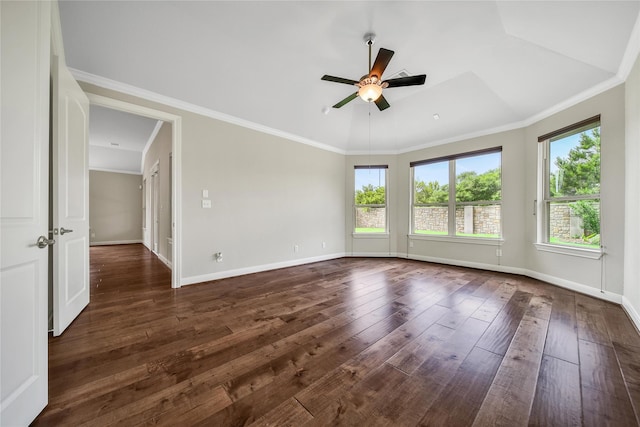 29167 Turning Springs Ln, Fulshear, TX 77441 - spare room with dark wood finished floors, ceiling fan, baseboards, and a healthy amount of sunlight