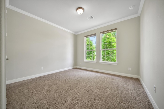29167 Turning Springs Ln, Fulshear, TX 77441 - carpeted spare room with baseboards, visible vents, and ornamental molding