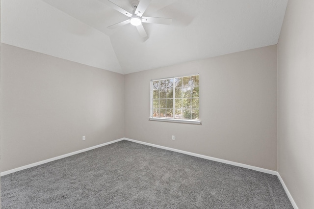 15306 Goodman St, Houston, TX 77084 - carpeted spare room featuring ceiling fan, lofted ceiling, and baseboards