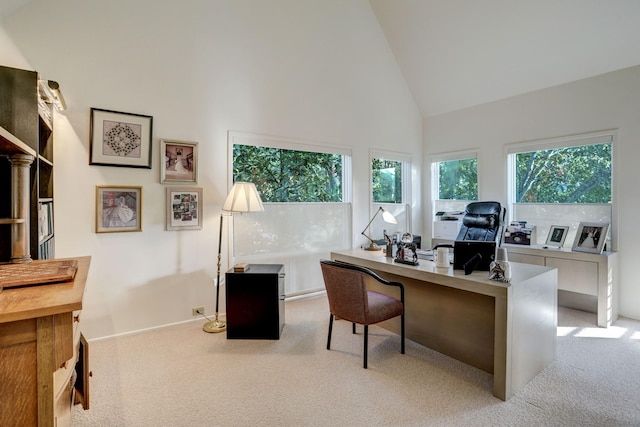 2003 Arrowwood Cir N, Houston, TX 77063 - home office with high vaulted ceiling and carpet flooring