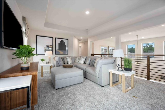 16833 Needlepoint Dr, Conroe, TX 77302 - carpeted living room featuring recessed lighting