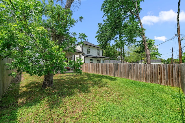 view of yard with a fenced backyard