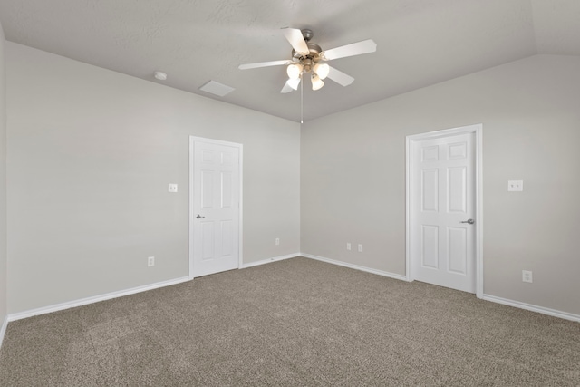 spare room with baseboards, a ceiling fan, and carpet flooring