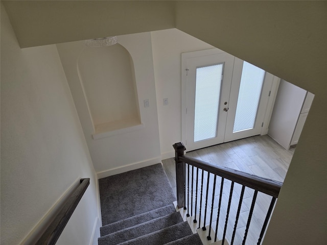2140 De Soto St, Houston, TX 77091 - stairway featuring french doors