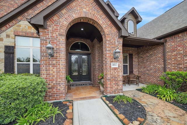 18511 Arlan Lake Dr, Spring, TX 77388 - doorway to property with brick siding and french doors