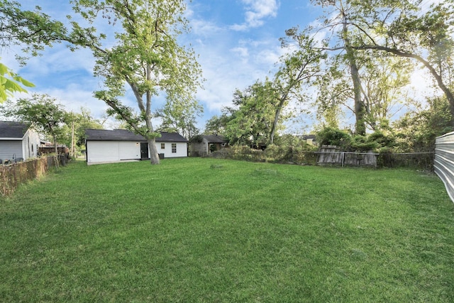 view of yard with a fenced backyard