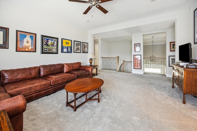 6605 Rolla St, Houston, TX 77055 - living room with carpet and a ceiling fan