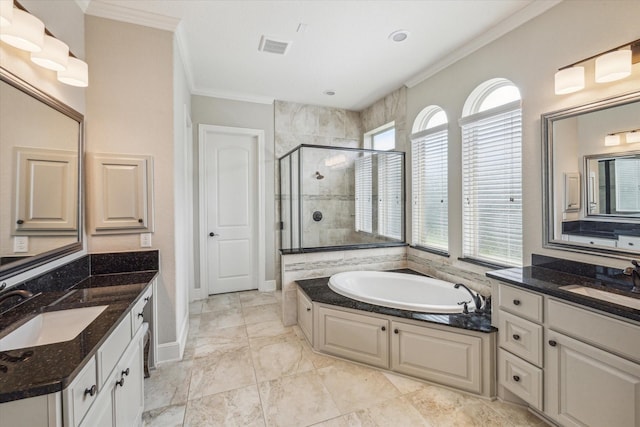 8207 Mesquite Hill Ln, Richmond, TX 77469 - full bathroom featuring crown molding, plenty of natural light, and a sink