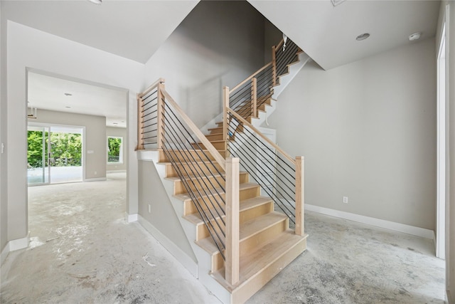 stairway with baseboards