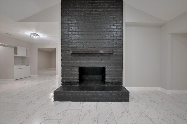 room details with baseboards and a fireplace