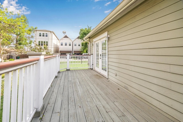 deck with fence and french doors