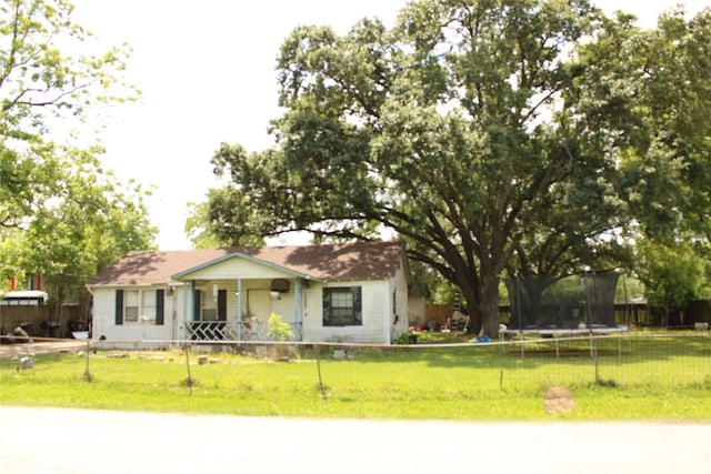 2014 Kowis St, Houston, TX 77093 - ranch-style home featuring a fenced front yard, a trampoline, and a front yard