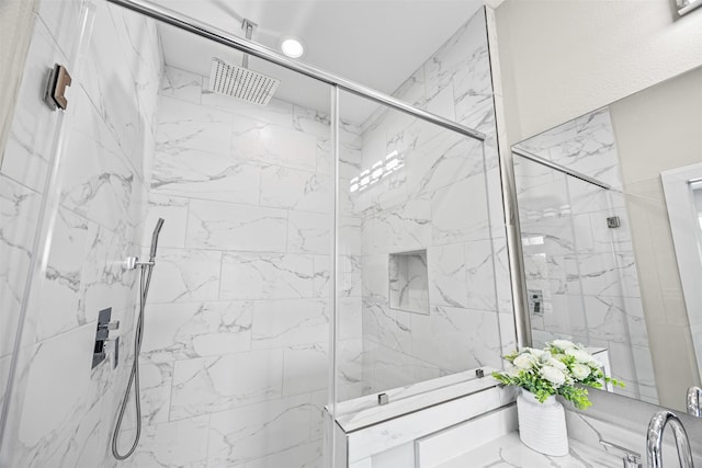 861 Prosper St, Houston, TX 77088 - bathroom featuring a marble finish shower