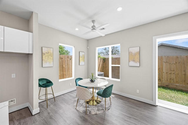 861 Prosper St, Houston, TX 77088 - dining area with recessed lighting, wood finished floors, a wealth of natural light, and baseboards