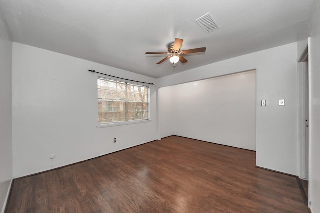 7954 Grove Ridge Dr, Houston, TX 77061 - spare room featuring a ceiling fan, wood finished floors, and visible vents