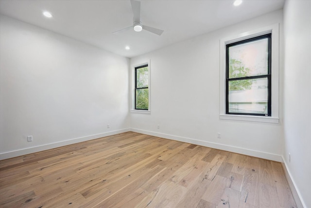 4016 Branard St, Houston, TX 77027 - spare room with recessed lighting, baseboards, a ceiling fan, and light wood-style flooring