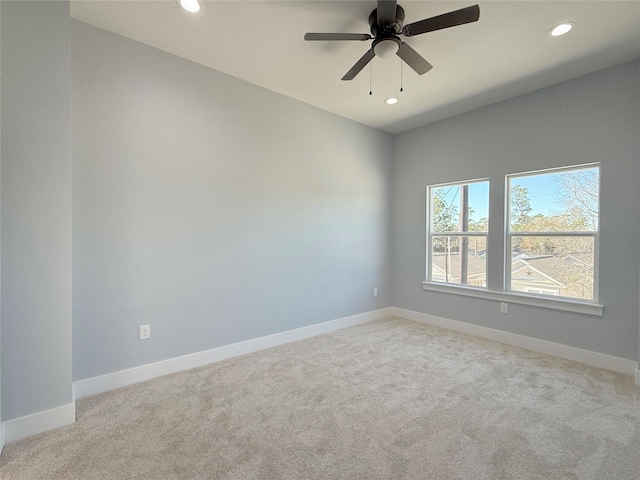 16366 Eastchase St, Montgomery, TX 77316 - empty room with light carpet, baseboards, recessed lighting, and ceiling fan