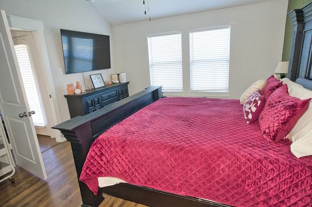 219 Lisa Marie Dr, Angleton, TX 77515 - bedroom with vaulted ceiling and wood finished floors