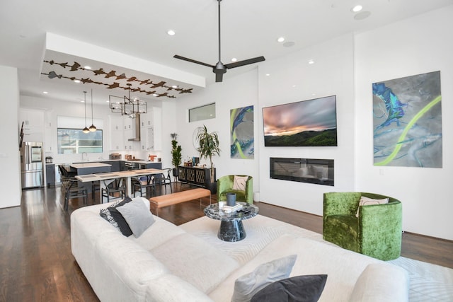 1512 Malone St, Houston, TX 77007 - living room with recessed lighting and dark wood-style flooring