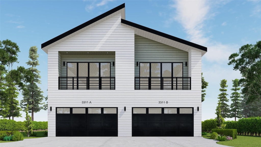 view of home's exterior featuring driveway and a garage