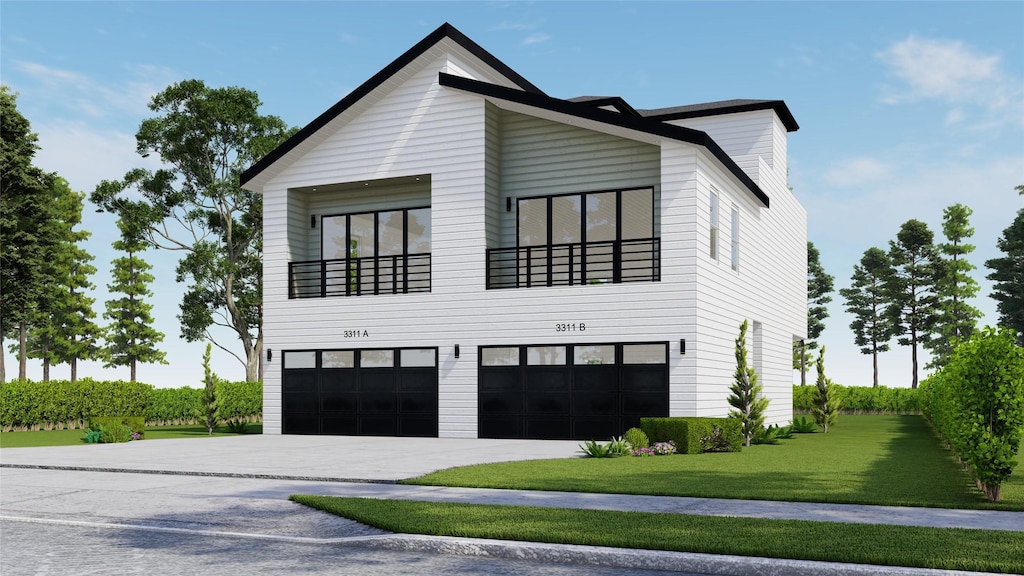 view of property exterior with driveway and a garage