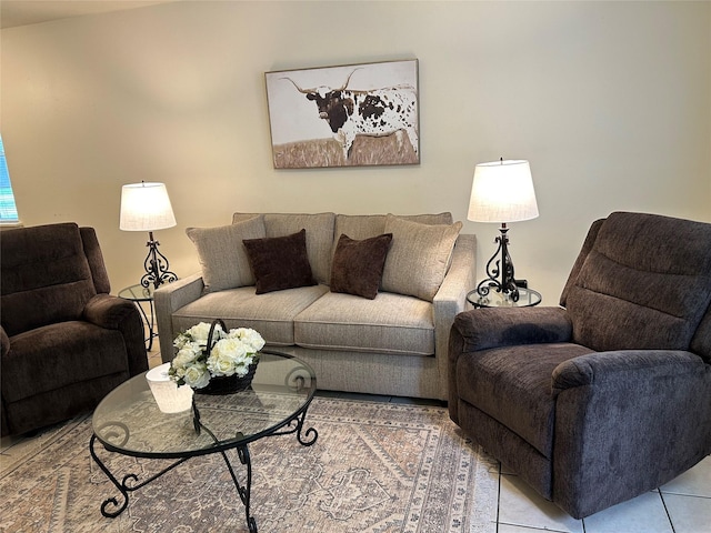 view of tiled living room