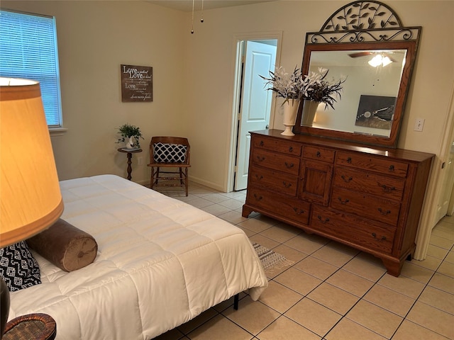 bedroom featuring light tile patterned floors