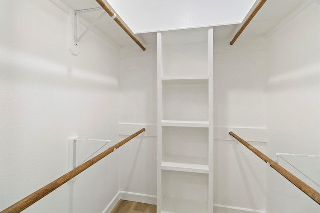 walk in closet featuring wood finished floors