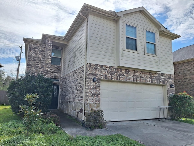 211 Sea Breeze Dr, Bacliff, TX 77518 - view of side of home with concrete driveway, brick siding, and a garage