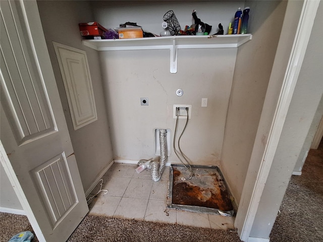 211 Sea Breeze Dr, Bacliff, TX 77518 - washroom with laundry area, light tile patterned floors, hookup for an electric dryer, baseboards, and washer hookup