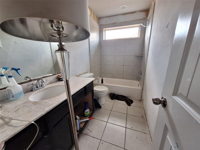 211 Sea Breeze Dr, Bacliff, TX 77518 - bathroom featuring tile patterned floors, vanity, shower / tub combination, and toilet