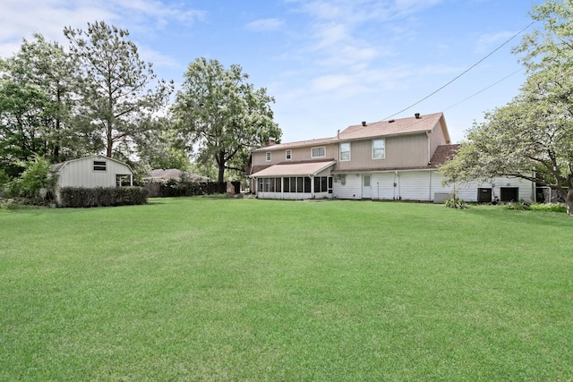 view of yard featuring a sunroom