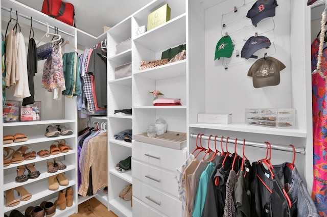 spacious closet featuring wood finished floors
