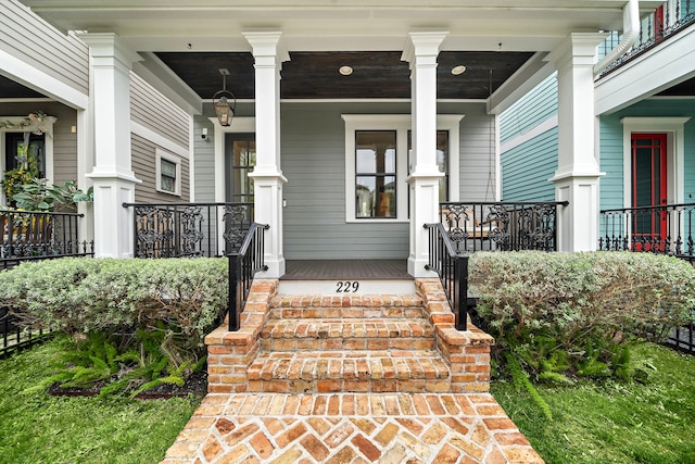 property entrance with a porch