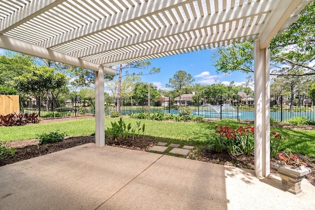 2538 Silent Shore Ct, Richmond, TX 77406 - view of patio / terrace with a pergola and a water view
