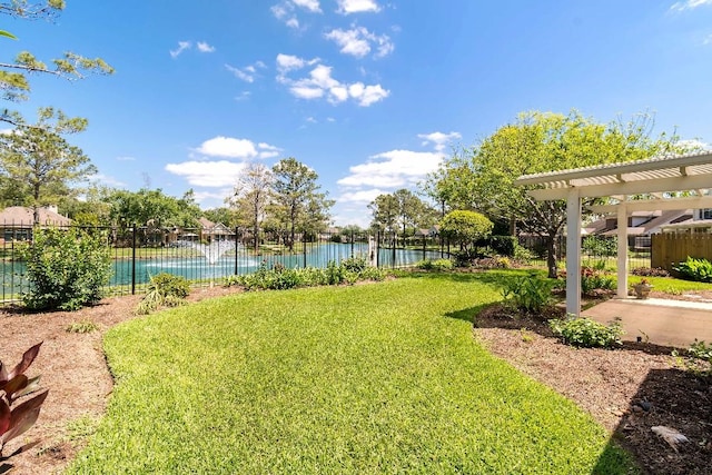 2538 Silent Shore Ct, Richmond, TX 77406 - view of yard featuring a water view and a pergola