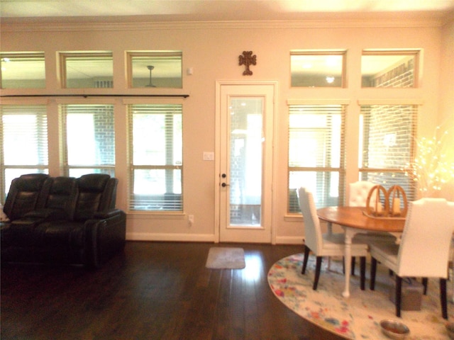 23423 Tavola Rosa Dr, New Caney, TX 77357 - dining room featuring wood finished floors and ornamental molding