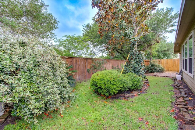 view of yard featuring a fenced backyard