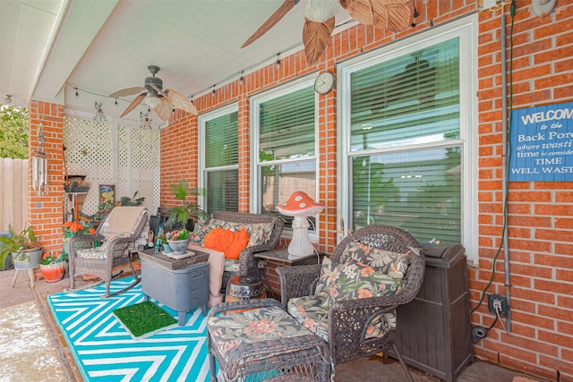 view of patio with a ceiling fan