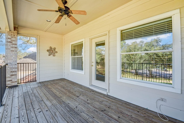 wooden terrace with ceiling fan