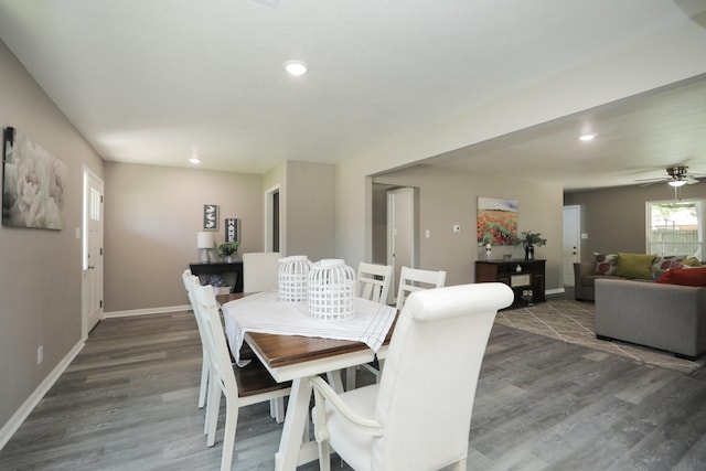 10654 Mayfield Rd, Houston, TX 77043 - dining area with recessed lighting, wood finished floors, and baseboards