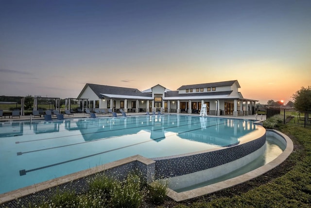 community pool with fence