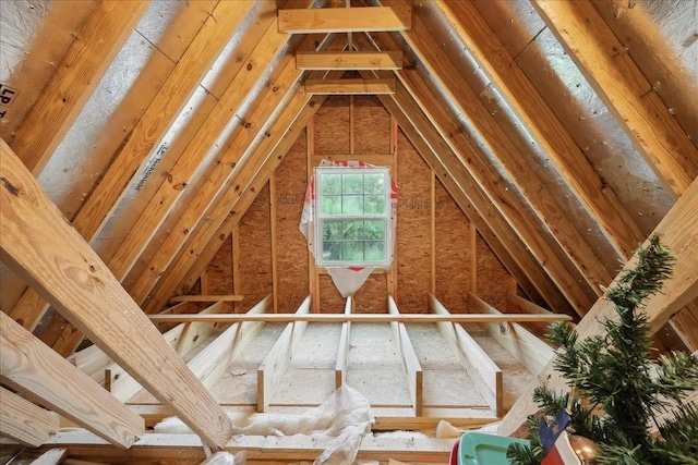 view of unfinished attic