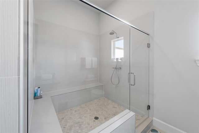 bathroom with a stall shower